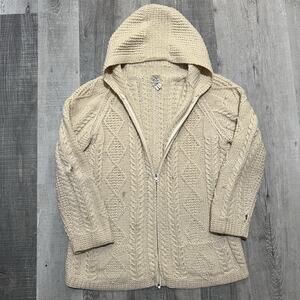 Neusteters 60s/70s Made in Ireland Cable Knit Oatmeal Beige Full Zip Sweater L